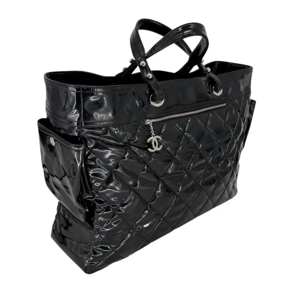 Chanel Paris-Biarritz XL Tote in Black Patent Vinyl